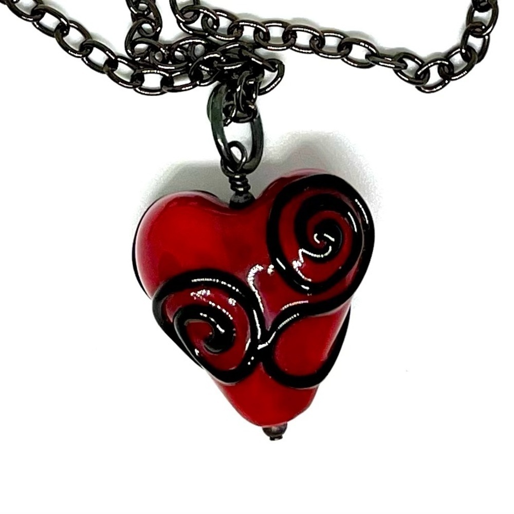 Red Heart Lampwork Pendant